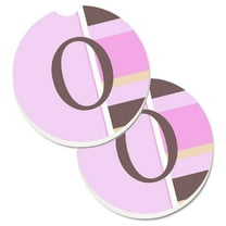 Carolines Treasures CJ1005-OCARC Letter O Initial Monogram - Pink Stripes Set of 2 Cup Holder Car Coasters  Large