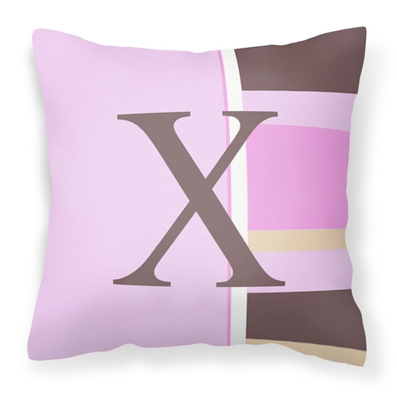 Carolines Treasures CJ1005-XPW1414 Letter X Initial Monogram - Pink Stripes Decorative Canvas Fabric Pillow 14Hx14W