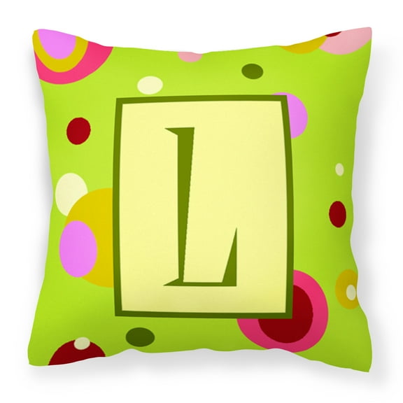 Carolines Treasures CJ1010-LPW1414 Letter L Initial Monogram - Green Decorative Canvas Fabric Pillow 14Hx14W