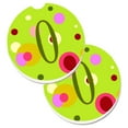 thumbnail image 1 of Carolines Treasures CJ1010-OCARC Letter O Monogram Lime Green Set of 2 Cup Holder Car Coaster, 1 of 1