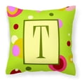 thumbnail image 1 of Carolines Treasures CJ1010-TPW1414 Letter T Initial Monogram - Green Decorative   Canvas Fabric Pillow 14Hx14W, 1 of 4