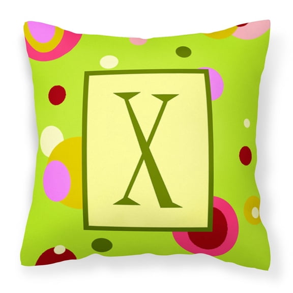 Carolines Treasures CJ1010-XPW1414 Letter X Initial Monogram - Green Decorative Canvas Fabric Pillow 14Hx14W