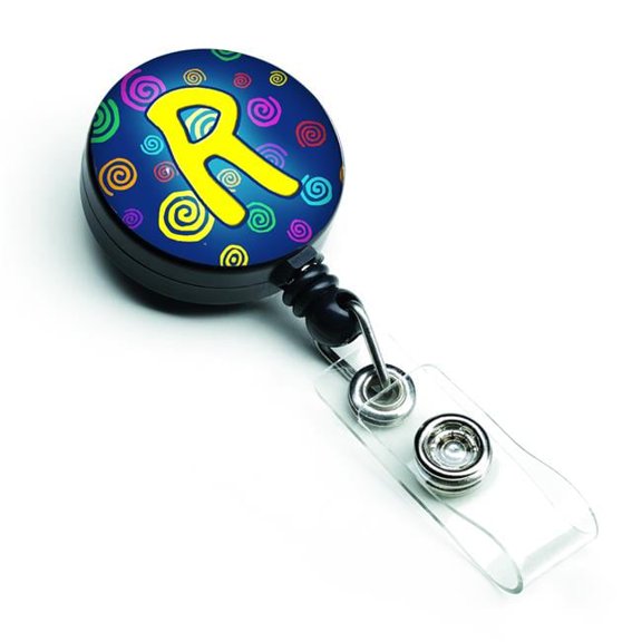 Carolines Treasures CJ1011-RBR Letter R Initial Monogram Blue Swirls Retractable Badge Reel