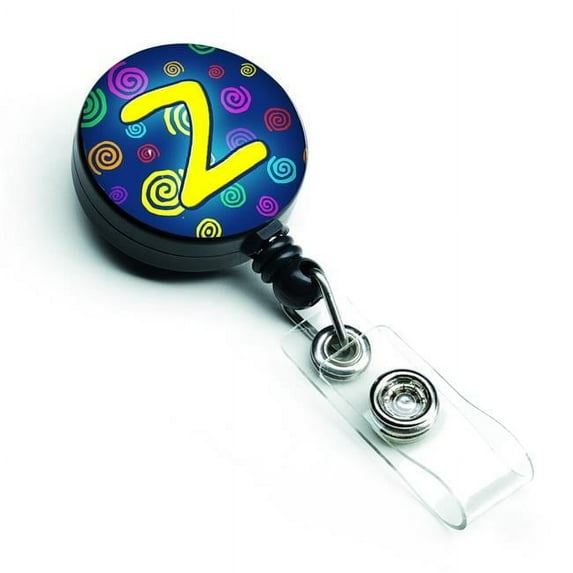 Carolines Treasures CJ1011-ZBR Letter Z Initial Monogram Blue Swirls Retractable Badge Reel