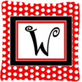 thumbnail image 1 of Carolines Treasures CJ1012-WPW1414 Monogram - Initial W Red Black Polka Dots Decorative Indoor & Outdoor Fabric Pillow, 1 of 4