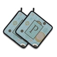 thumbnail image 1 of Carolines Treasures CJ1013-PPTHD Letter P Initial Monogram - Blue Dots Pair of Pot Holders, 7.5HX7.5W, multicolor, 1 of 2