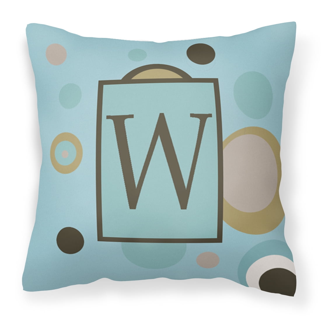 Carolines Treasures CJ1013-WPW1414 Monogram - Initial W Blue Dots Decorative Canvas Fabric Pillow CJ1013 14Hx14W