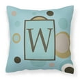 thumbnail image 1 of Carolines Treasures CJ1013-WPW1414 Monogram - Initial W Blue Dots Decorative   Canvas Fabric Pillow CJ1013 14Hx14W, 1 of 4