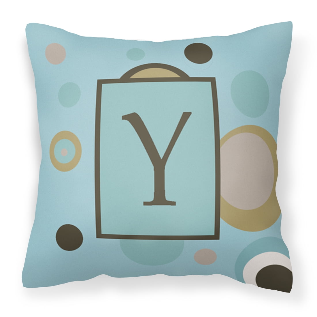 Carolines Treasures CJ1013-YPW1414 Monogram - Initial Y Blue Dots Decorative Canvas Fabric Pillow CJ1013 14Hx14W