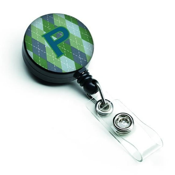 Carolines Treasures CJ1020-PBR Initial P Monogram Blue Argoyle Retractable Badge Reel