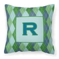 thumbnail image 1 of Carolines Treasures CJ1020-RPW1414 Initial R Monogram - Blue Argoyle Decorative   Canvas Fabric Pillow CJ1020 14Hx14W, 1 of 4
