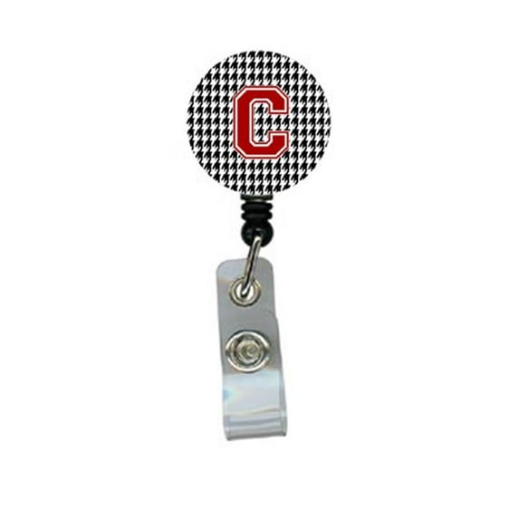 Carolines Treasures CJ1021-C-BR Houndstooth Black Initial C Monogram Initial Retractable Badge Reel or ID Holder with Clip