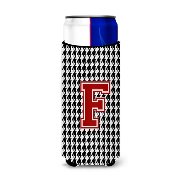 Carolines Treasures CJ1021-FMUK Monogram - Houndstooth Letter F Ultra Beverage Insulators for slim cans Slim Can