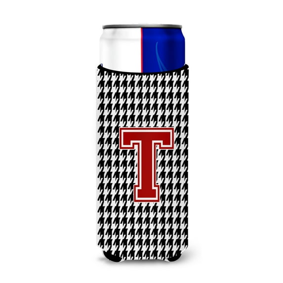 Carolines Treasures CJ1021-TMUK Monogram - Houndstooth Letter T Ultra Beverage Insulators for slim cans Slim Can