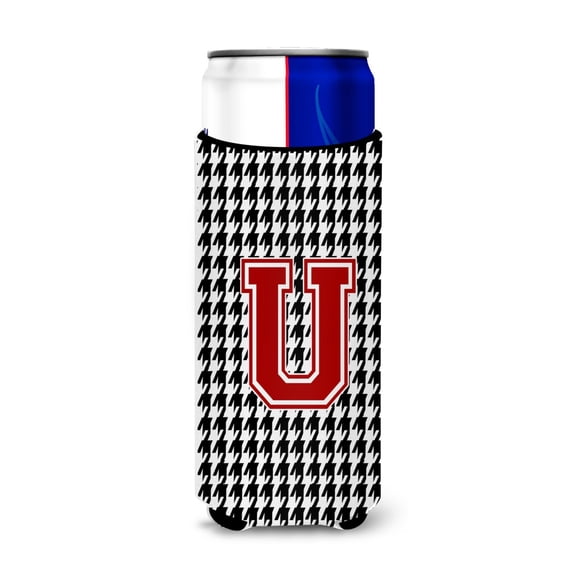 Carolines Treasures CJ1021-UMUK Monogram - Houndstooth Letter U Ultra Beverage Insulators for slim cans Slim Can