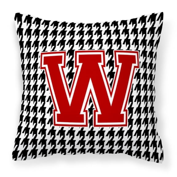 Carolines Treasures CJ1021-WPW1414 Monogram - Initial W Houndstooth Decorative   Canvas Fabric Pillow CJ1021 14Hx14W