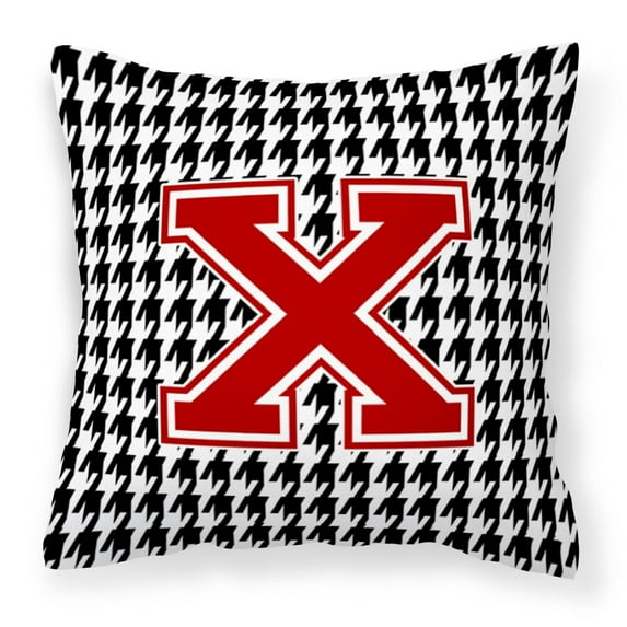Carolines Treasures CJ1021-XPW1414 Monogram - Initial X Houndstooth Decorative Canvas Fabric Pillow CJ1021 14Hx14W