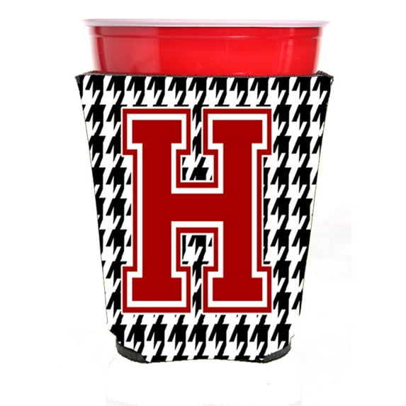 Carolines Treasures CJ1021H-RSC Monogram - Houndstooth Initial H Red Solo Cup Beverage Insulator Hugger Red Solo Cup