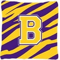 thumbnail image 1 of Carolines Treasures CJ1022-BPW1414 Monogram - Tiger Stripe - Purple Gold Decorative Fabric Pillow - 14 x 14 in., 1 of 2
