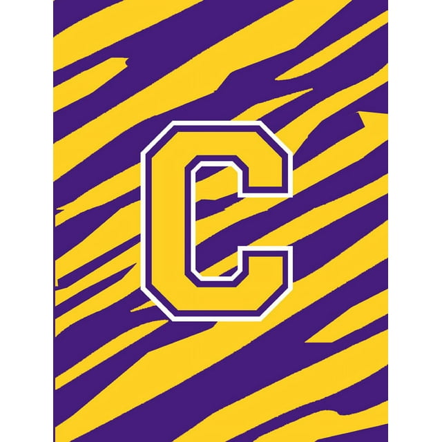 Carolines Treasures CJ1022-C-GF Monogram - Tiger Stripe - Purple Gold Initial C Monogram Initial Flag Garden Size