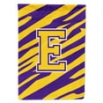 thumbnail image 1 of Carolines Treasures CJ1022-E-CHF 28 x 40 in. Tiger Stripe Purple Gold Letter E Monogram Initial Flag House Size, 1 of 2
