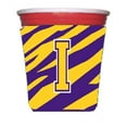 thumbnail image 1 of Carolines Treasures CJ1022-I-RSC Tiger Stripe - Purple Gold Letter I Monogram Initial Red Solo Cup  Hugger, 1 of 1