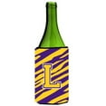 thumbnail image 1 of Carolines Treasures CJ1022-LLITERK Tiger Stripe - Purple Gold Monogram Initial L Wine Bottle  Hugger, 1 of 1
