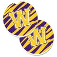 thumbnail image 1 of Carolines Treasures CJ1022-WCARC Letter W Monogram - Tiger Stripe - Purple Gold Set of 2 Cup Holder Car Coasters  Large, 1 of 1