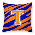 thumbnail image 1 of Carolines Treasures CJ1023-TPW1414 Letter T Initial Tiger Stripe - Blue Orange Fabric Decorative Pillow, 14Hx14W,, 1 of 4