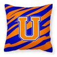 thumbnail image 1 of Carolines Treasures CJ1023-UPW1414 Letter U Initial Tiger Stripe - Blue Orange Fabric Decorative Pillow, 14Hx14W,, 1 of 4