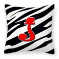 thumbnail image 1 of Carolines Treasures CJ1024-JPW1414 Letter J Initial Monogram - Zebra Red Fabric Decorative Pillow, 14Hx14W, multicolor, 1 of 4