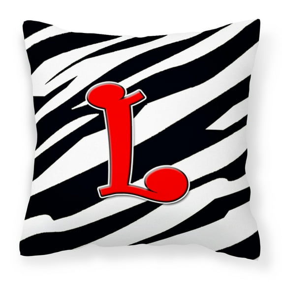 Carolines Treasures CJ1024-LPW1414 Letter L Initial Monogram - Zebra Red Fabric Decorative Pillow, 14Hx14W, multicolor
