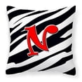 thumbnail image 1 of Carolines Treasures CJ1024-NPW1414 Letter N Initial Monogram - Zebra Red Fabric Decorative Pillow, 14Hx14W, multicolor, 1 of 4
