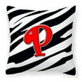 thumbnail image 1 of Carolines Treasures CJ1024-PPW1414 Letter P Initial Monogram - Zebra Red Fabric Decorative Pillow, 14Hx14W, multicolor, 1 of 4
