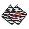 thumbnail image 1 of Carolines Treasures CJ1024-UPTHD Letter U Initial Monogram - Zebra Red Pair of Pot Holders, 7.5HX7.5W, multicolor, 1 of 2