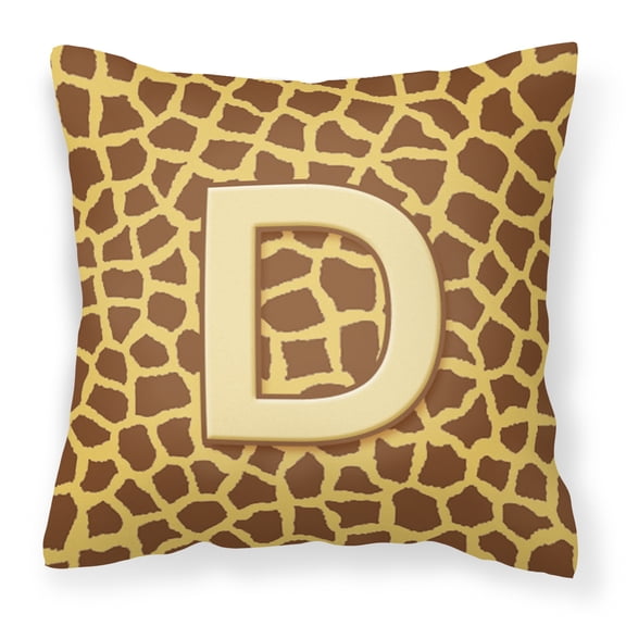 Carolines Treasures CJ1025-DPW1414 Letter D Initial Monogram - Giraffe Fabric Decorative Pillow, 14Hx14W, multicolor