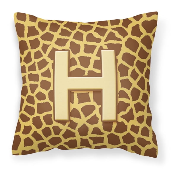 Carolines Treasures CJ1025-HPW1414 Letter H Initial Monogram - Giraffe Fabric Decorative Pillow, 14Hx14W, multicolor