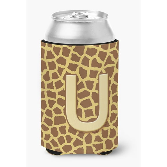 Carolines Treasures CJ1025-UCC Letter U Initial Monogram - Giraffe Can Or Bottle Hugger