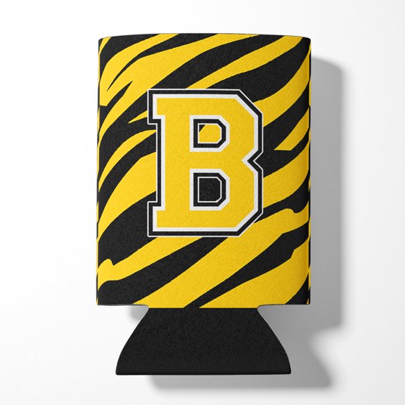 Carolines Treasures CJ1026-BCC Letter B Initial Monogram - Tiger Stripe - Black Gold Can Or Bottle Hugger