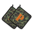 thumbnail image 1 of Carolines Treasures CJ1030-PPTHD Letter P Monogram - Camo Green Pair of Pot Holders, 7.5HX7.5W, multicolor, 1 of 2