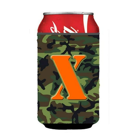 Carolines Treasures CJ1030-XCC Letter X Initial Monogram - Camo Green Can Or Bottle Hugger