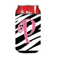 thumbnail image 1 of Letter P Initial Monogram - Zebra Stripe and Pink Can or Bottle Beverage Insulator Hugger, 1 of 5