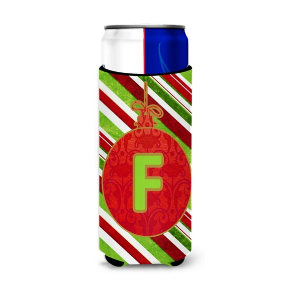 Carolines Treasures CJ1039-FMUK Christmas Oranment Holiday Monogram Initial Letter F Ultra Beverage Insulators for slim