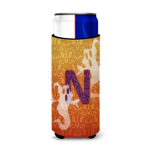 Carolines Treasures CJ1040-NMUK Halloween Ghosts Monogram Initial Letter N Ultra Beverage Insulators for slim cans