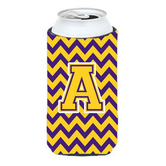 Carolines Treasures CJ1041-ATBC Letter A Chevron Purple and Gold Tall Boy Beverage Insulator Hugger Tall Boy multicolor