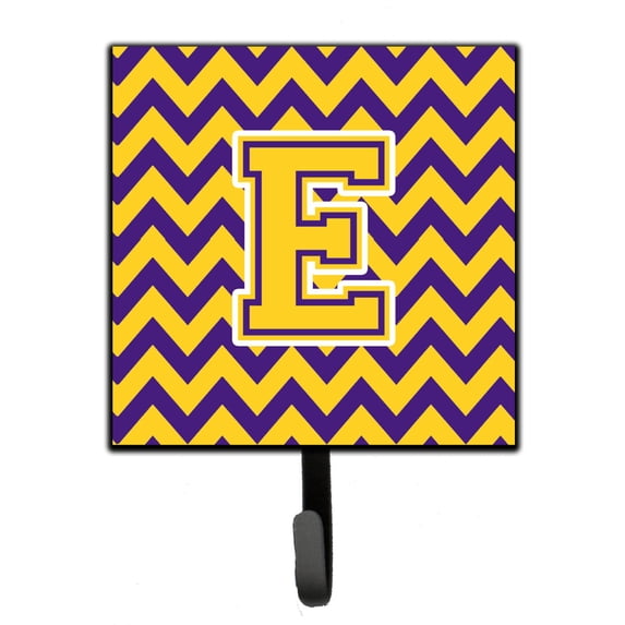 Carolines Treasures CJ1041-ESH4 Letter E Chevron Purple and Gold Leash or Key Holder Single Hook multicolor