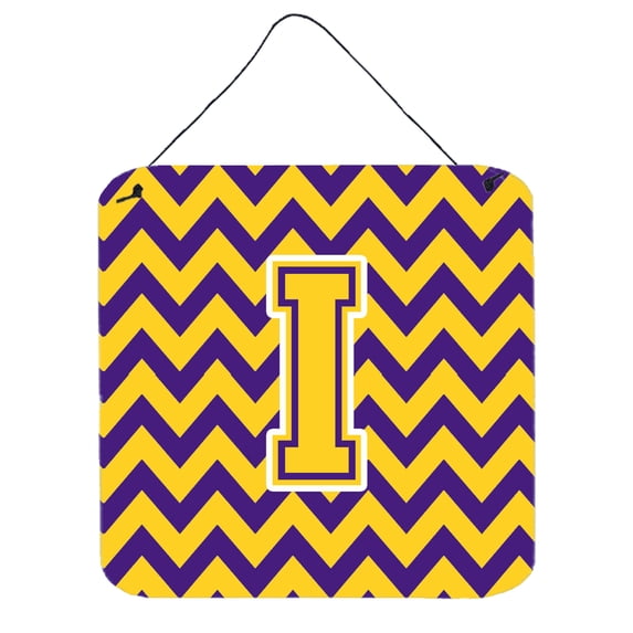Carolines Treasures CJ1041-IDS66 Letter I Chevron Purple and Gold Wall or Door Hanging Prints 6HX6W multicolor