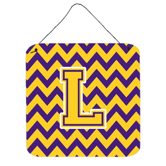 Carolines Treasures CJ1041-LDS66 Letter L Chevron Purple and Gold Wall or Door Hanging Prints 6HX6W multicolor