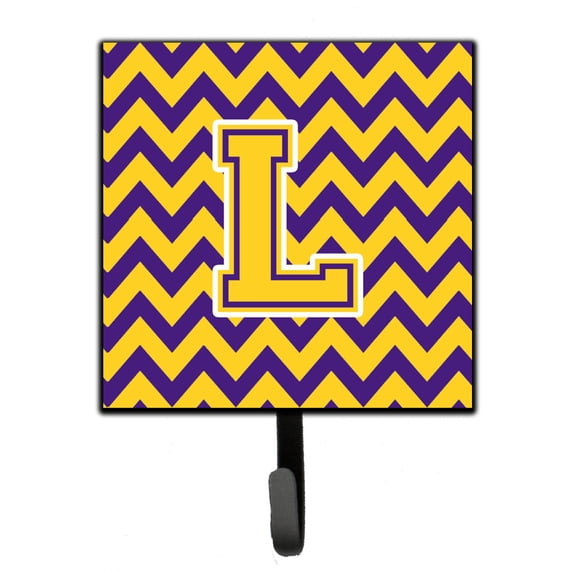 Carolines Treasures CJ1041-LSH4 Letter L Chevron Purple and Gold Leash or Key Holder Single Hook multicolor