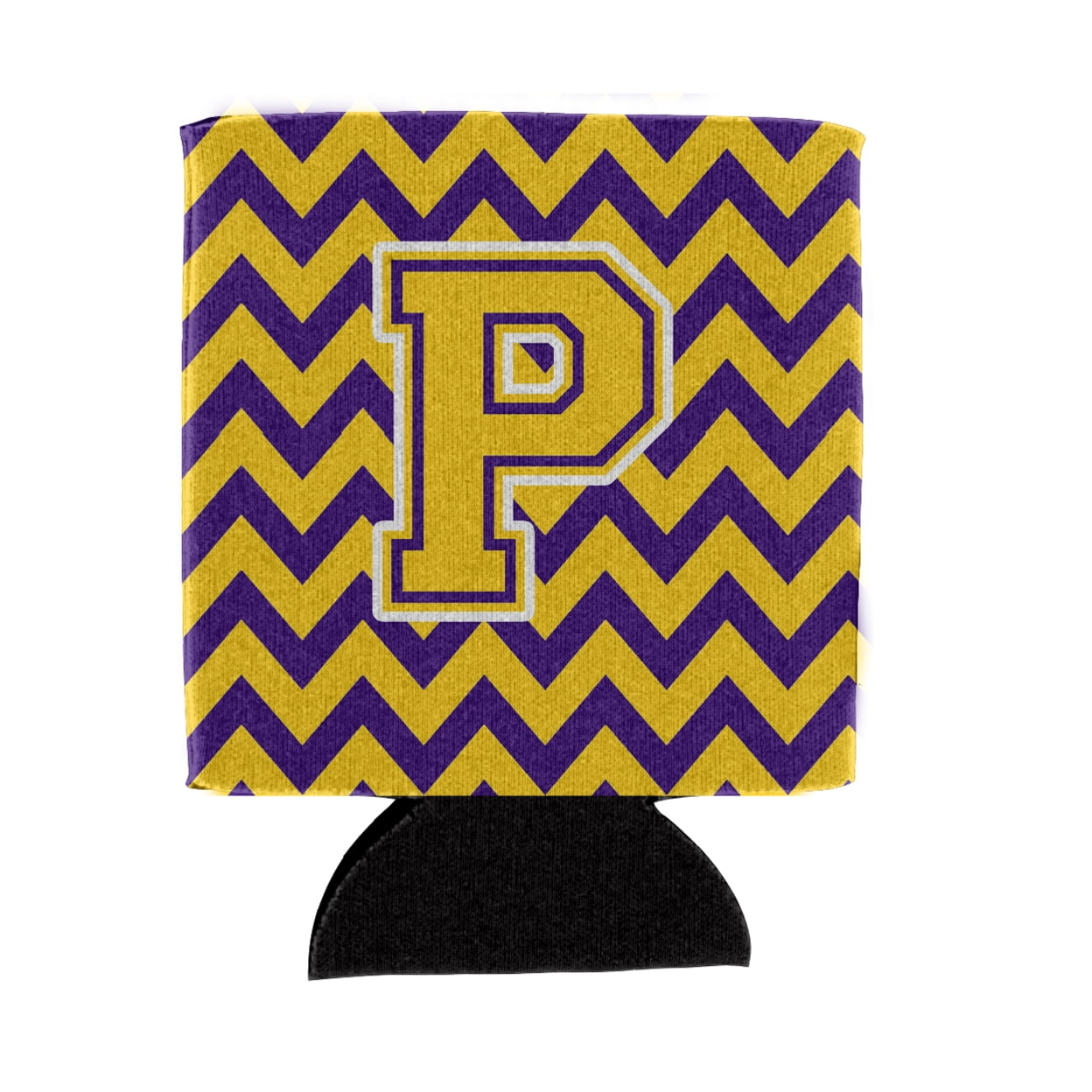 Carolines Treasures CJ1041-PCC Letter P Chevron Purple and Gold Can or Bottle Hugger  Can Hugger multicolor